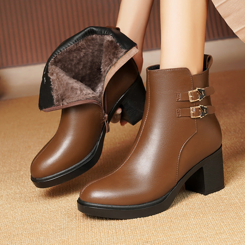 Women's Ankle Boots Warm Fluff Zippers Booties