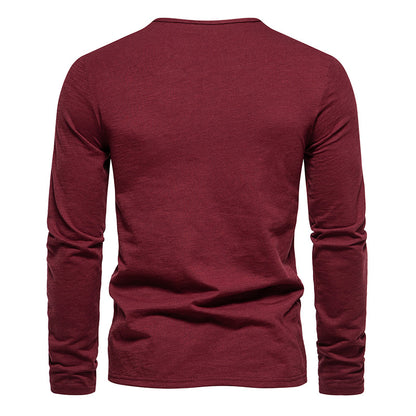 Men Crewneck Buttons Long Sleeves T-Shirt