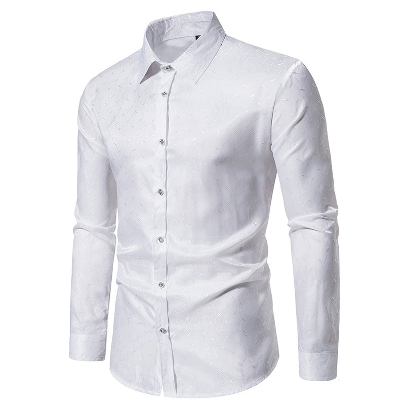 Men Turnover Collar Glossy Long Sleeves Shirt