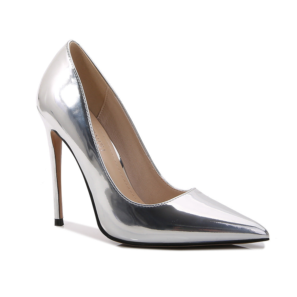 Women's Patent Pointed Toe Shallow Stiletto Heel Pumps