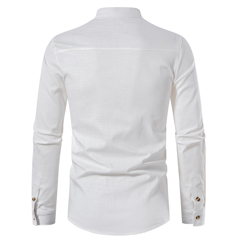 Men Turtleneck Buttons Long Sleeves T-Shirt