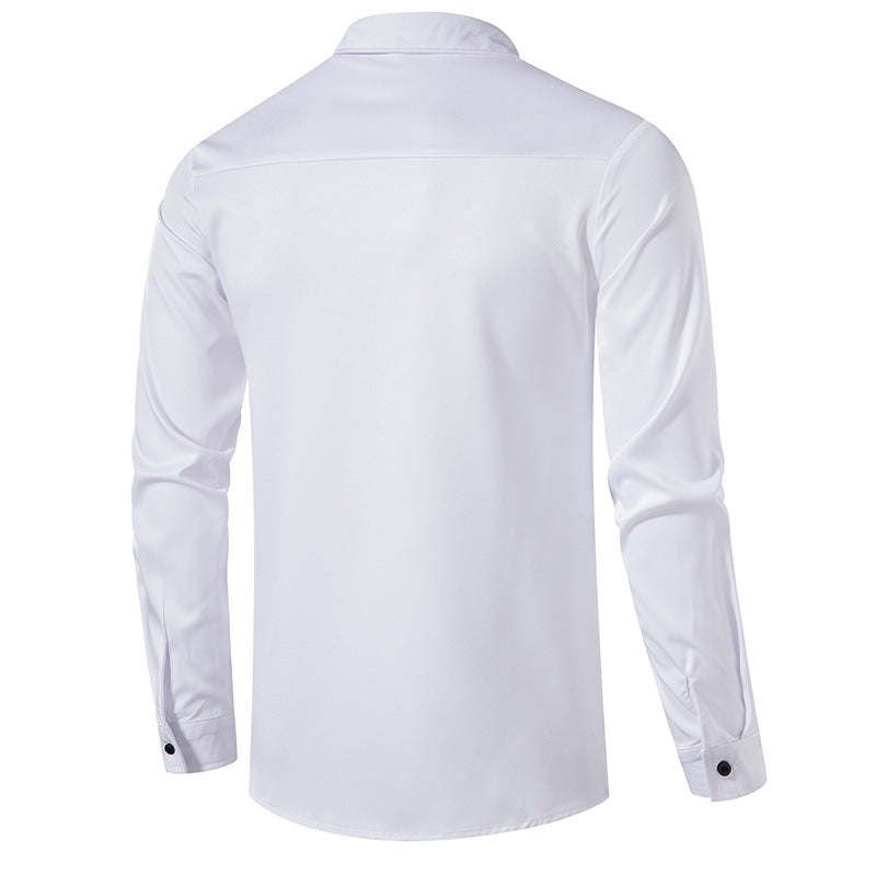 Men Turnover Collar Tied Straps Long Sleeves T-Shirt