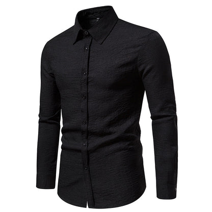 Men Turnover Collar Long Sleeves Shirt