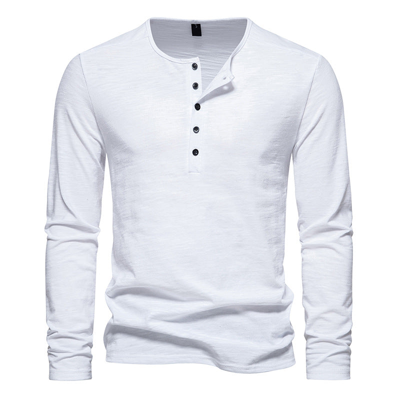 Men Crewneck Buttons Long Sleeves T-Shirt