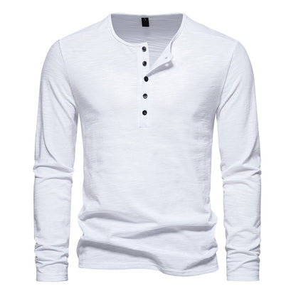 Men Crewneck Buttons Long Sleeves T-Shirt