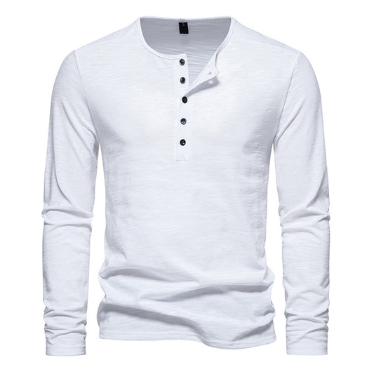 Men Crewneck Buttons Long Sleeves T-Shirt