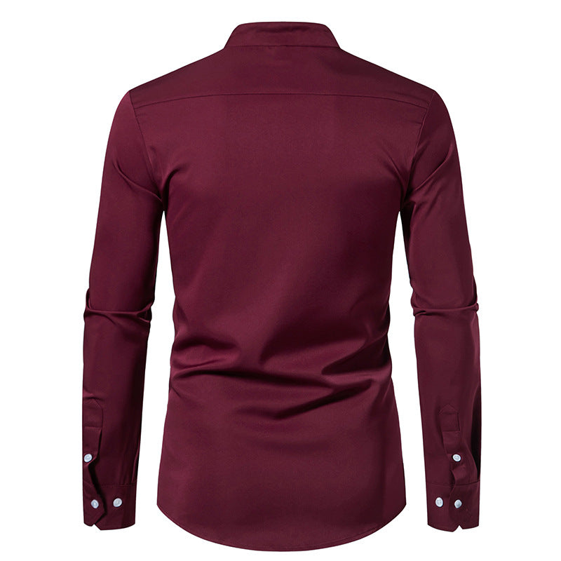 Men Colorful Patterns Turtleneck Long Sleeves Shirt