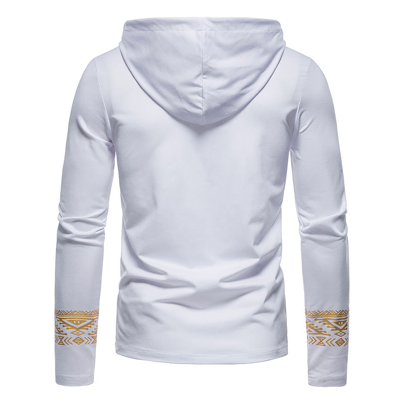 Men Prints Long Sleeves Hoody T-Shirt