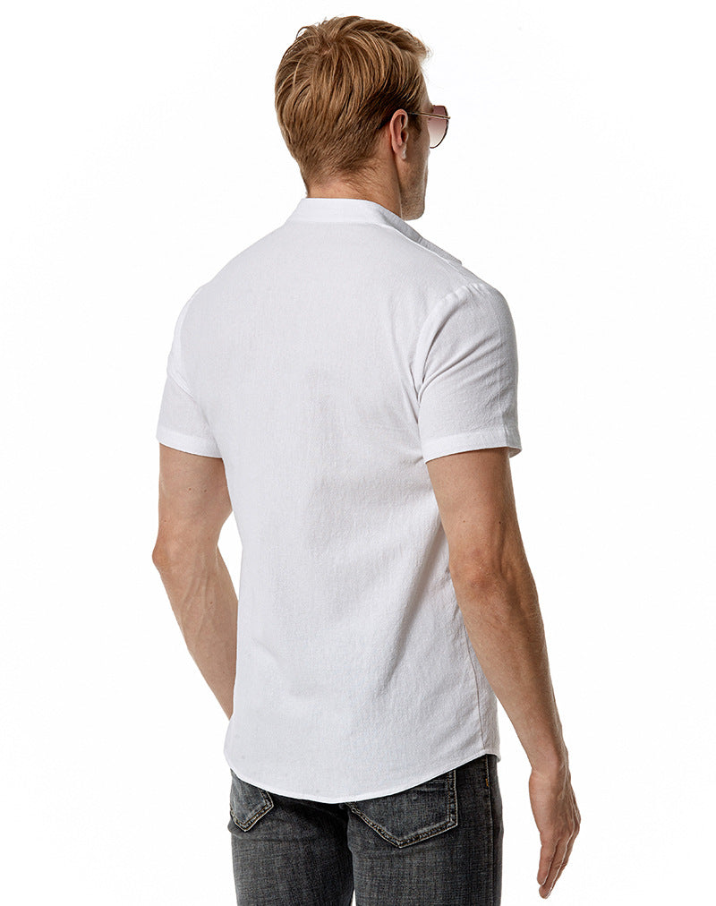 Men Turtleneck Short Sleeves Sandbeach Shirt