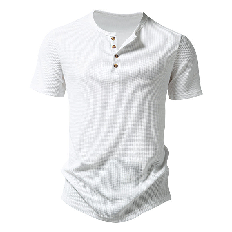 Men's Crewneck Buttons Short Sleeves T-Shirt