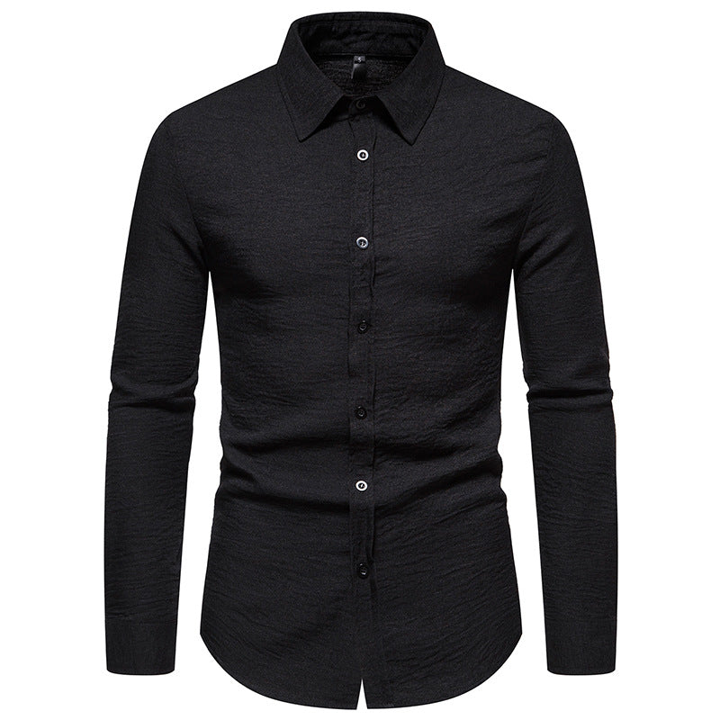 Men Turnover Collar Long Sleeves Shirt