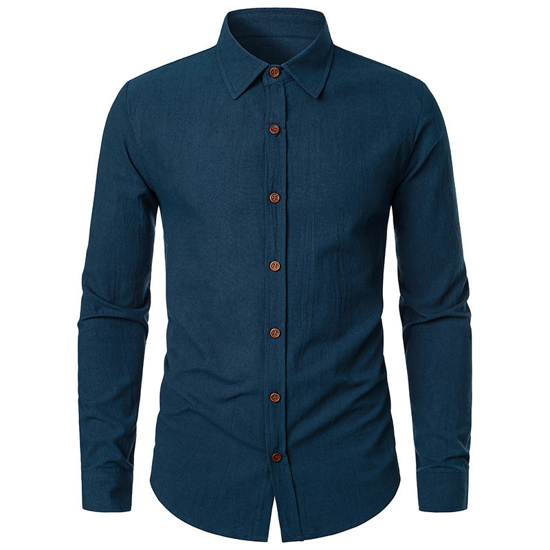 Men Turnover Collar Long Sleeves Shirt