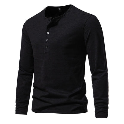 Men Crewneck Buttons Long Sleeves T-Shirt