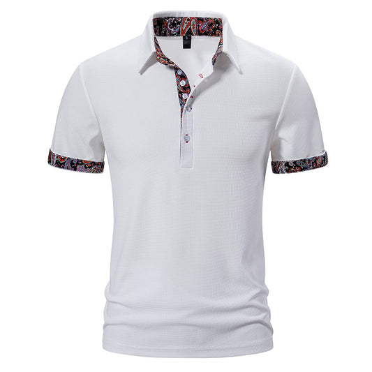 Men Turnover Collar Buttons Short Sleeves T-Shirt