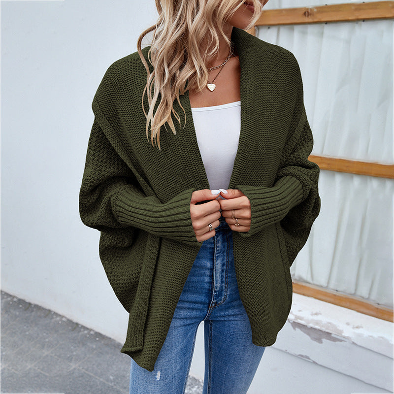 Women's Cardigans Kniting Plain Bat Long Sleeves