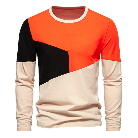 Men Crewneck Bicolor Long Sleeves T-Shirt