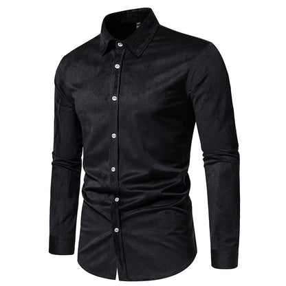 Men Turnover Collar Long Sleeves Shirt