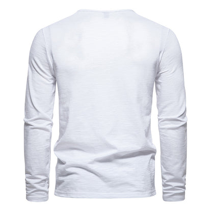 Men Crewneck Buttons Long Sleeves T-Shirt