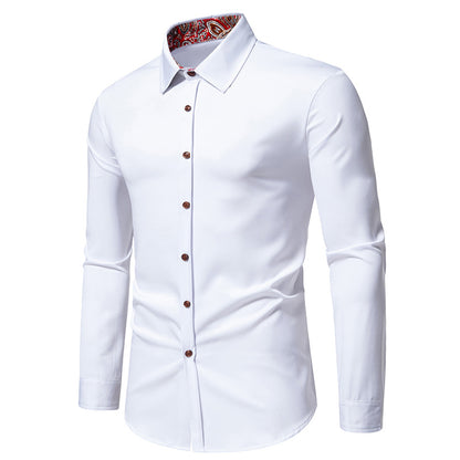 Men Turnover Collar Long Sleeves Shirt