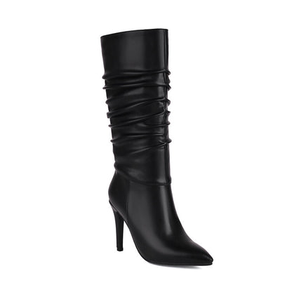 Women's Pointed Toe Stiletto Heel Mid Calf Boots