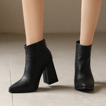 Women's Pointed Toe Block Heel Ankle Boots