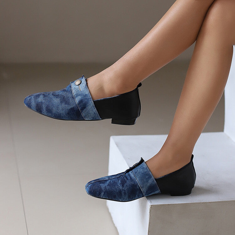 Women's Patchwork Round Toe Flat Loafers