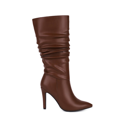 Women's Pointed Toe Stiletto Heel Mid Calf Boots