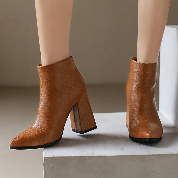 Women's Pointed Toe Block Heel Ankle Boots