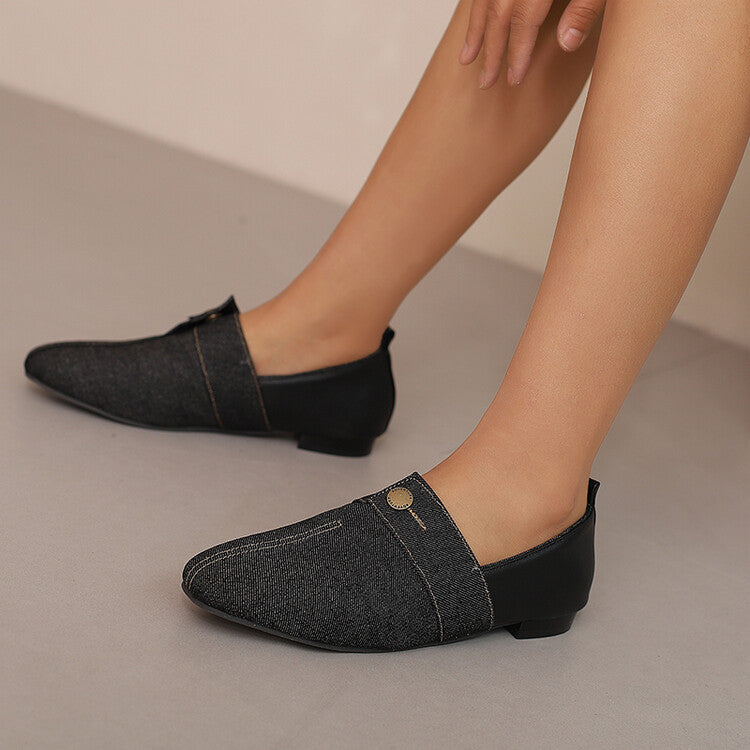 Women's Patchwork Round Toe Flat Loafers