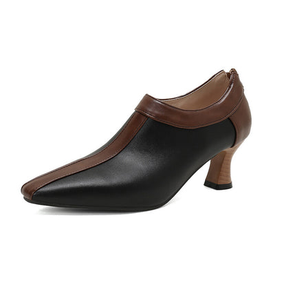 Women's Pointed Toe Hoof Heel Loafer Shoes