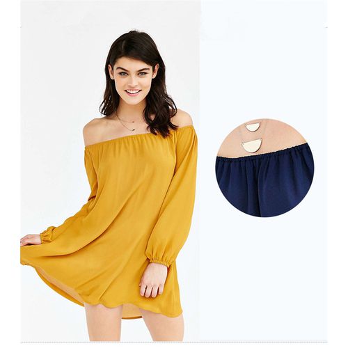 Spring One Neck Sexy Swing Skirt with Loose Middle Sleeve and Solid Off The Shoulder Women Dresses