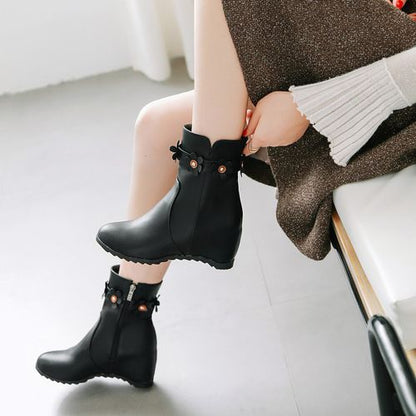 Women Flower Wedges Short Boots Winter Shoes