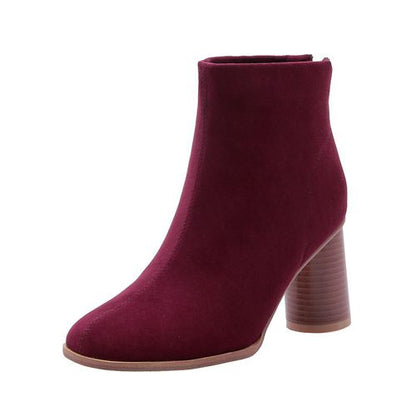 Women Suede Zip High Heels Short Boots