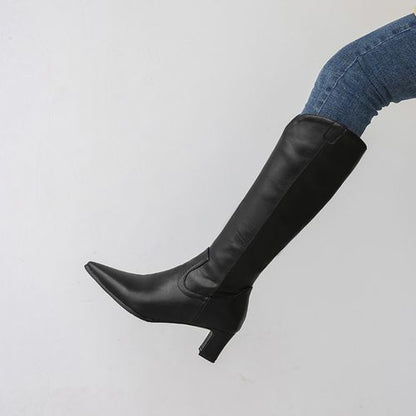 Pointed Toe Women High Heel Knee High Boots