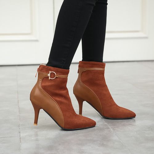 Pointed Toe Suede Women's High Heeled Ankle Boots