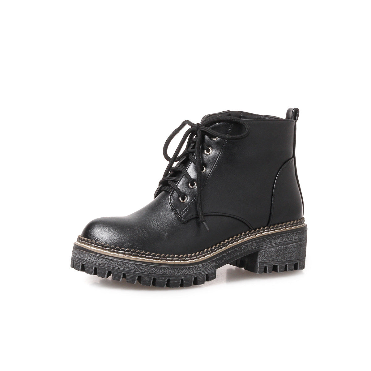 Academic Lace Up Motorcycle Boots Fall/winter Low Heel Ankle Boots