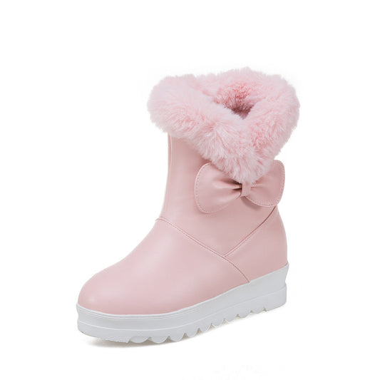 Sweet Academic Style Winter Bow Snow Boots Princess Short Boots