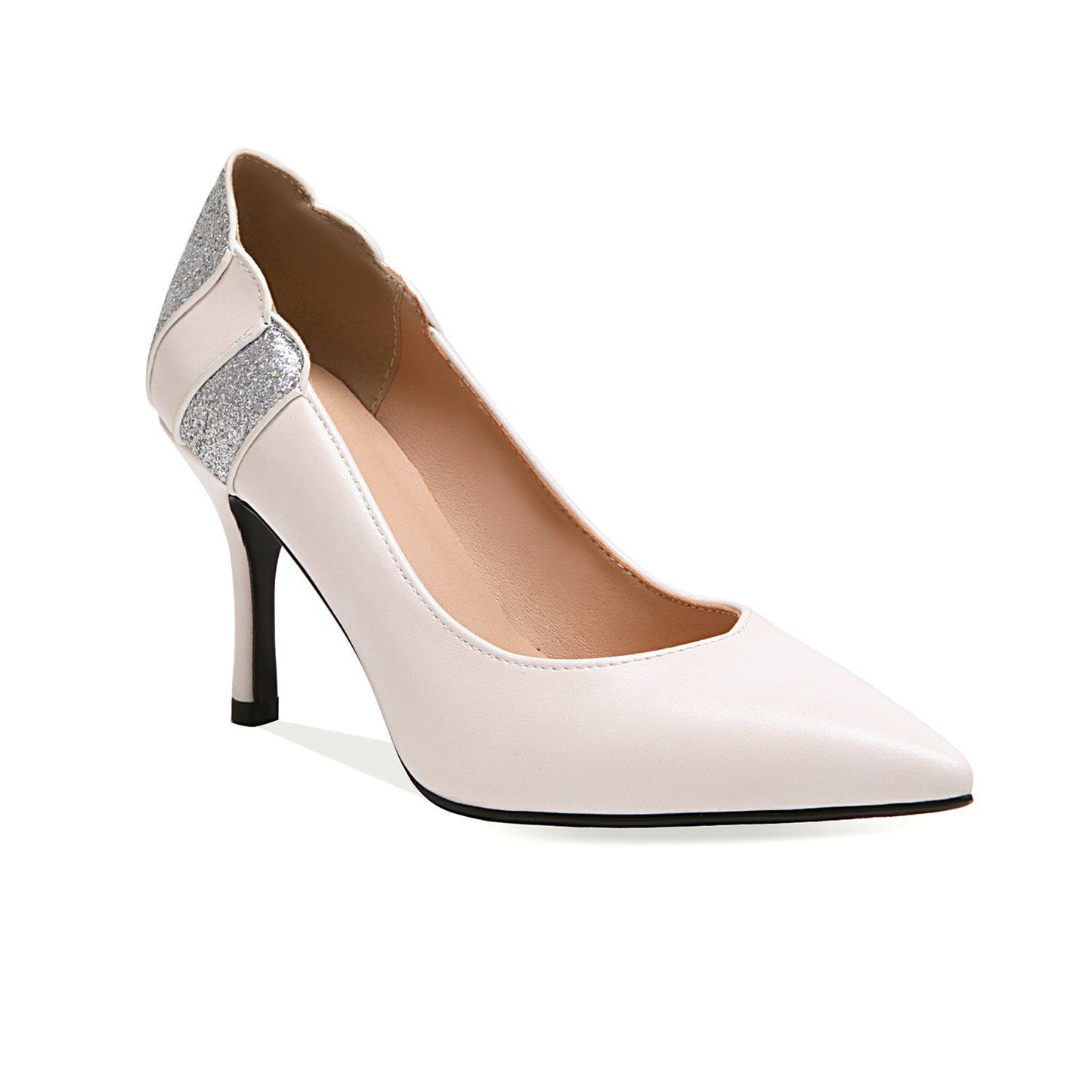 Lady Woman's Shoes High-heeled Shallow Super-fibre Pointed Toe Pumps