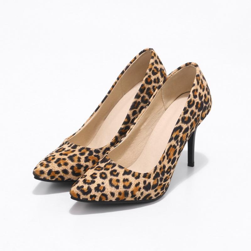 Ladies Stiletto High Heel Shallow Mouth Leopard Print Woman Pumps