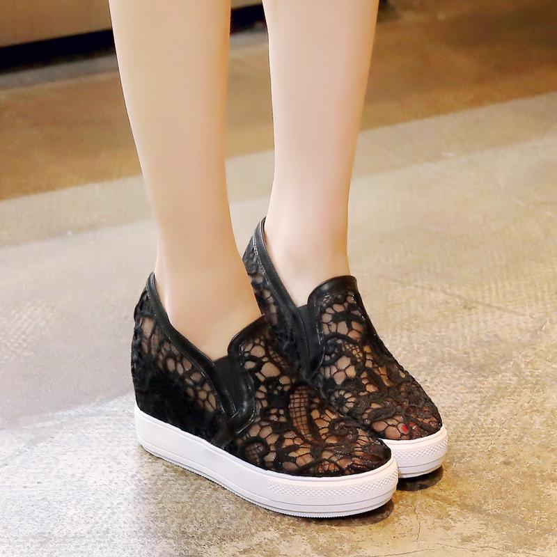 Woman's Leisure Thick-soled Loafers Platform Wedge Shoes