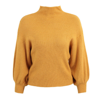 Mock Neck Long Sleeve Woman Bottom Sweater 6696