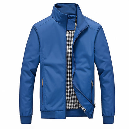 Men's Thin Fall Fashion Stand Collar Solid color Jacket