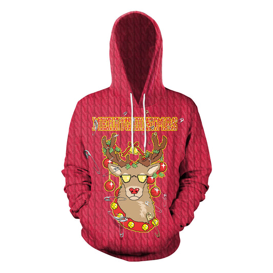 Christmas Couple Reindeer Print Pullover Loose Sweater