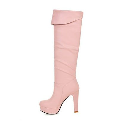 Women High Heels Platform Knee High Boots