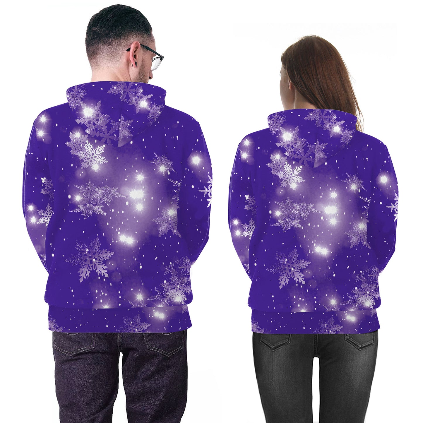 Christmas Couple Print All-match Long-sleeved Hooded Sweater