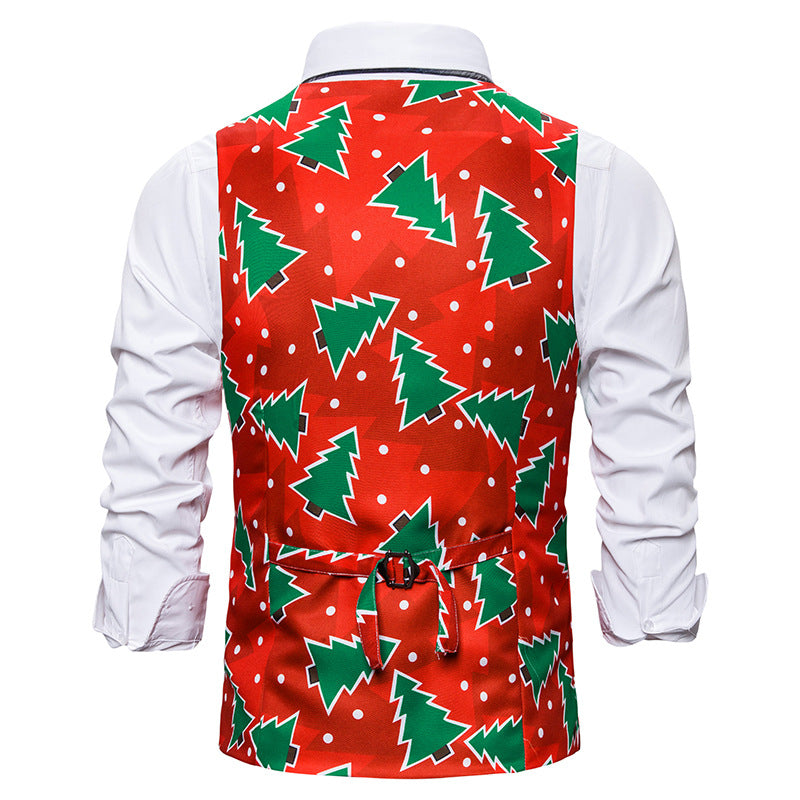 Men's 3D Christmas Tree Print Christmas Vest Waistcoat