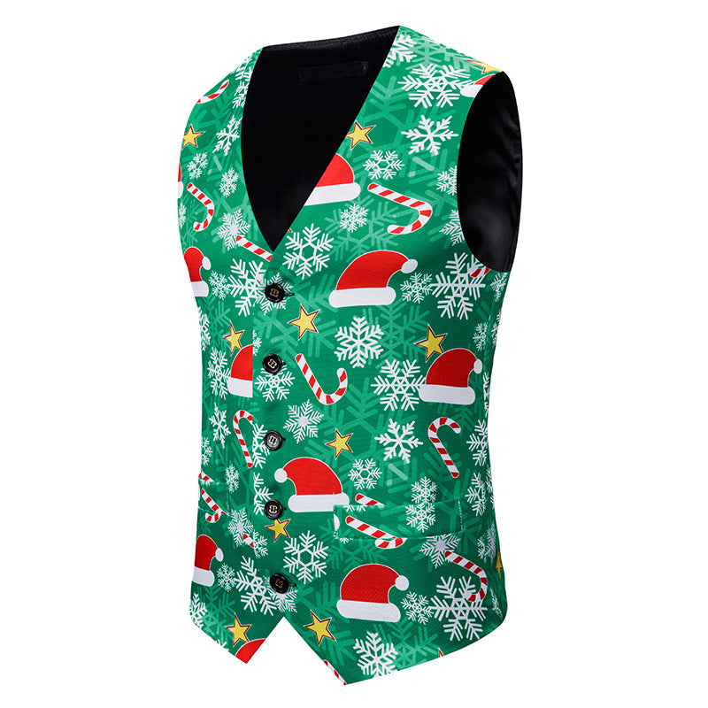 Men's Christmas 3D Christmas Hat Print Vest Waistcoat