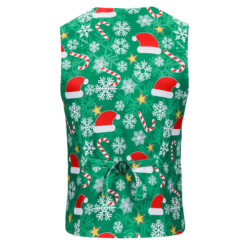 Men's Christmas 3D Christmas Hat Print Vest Waistcoat