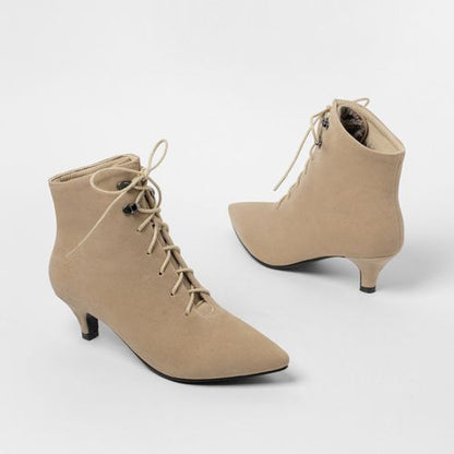 Pointed Toe Lace Up Women's High Heeled Ankle Boots