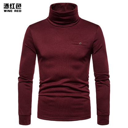 Men's Plus Size Fleece Turtle Neck Long Sleeves T-shirt